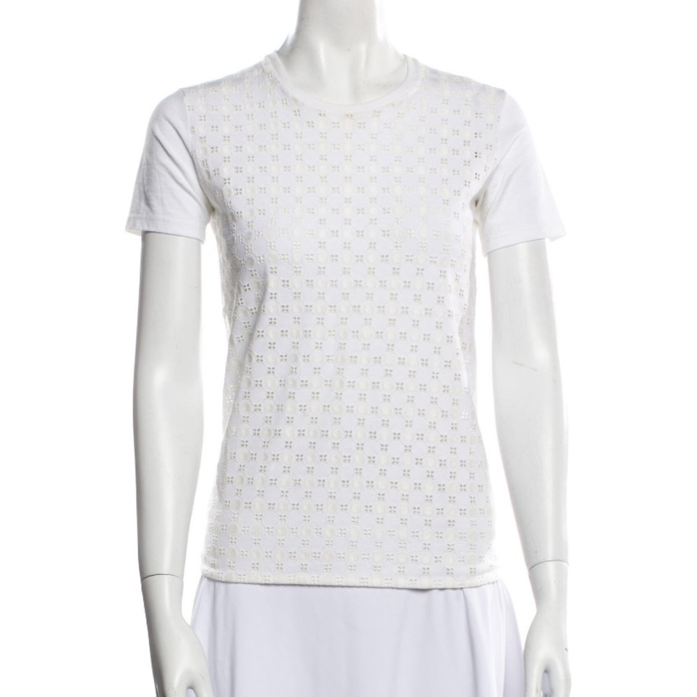 Prada White Eyelet T-Shirt